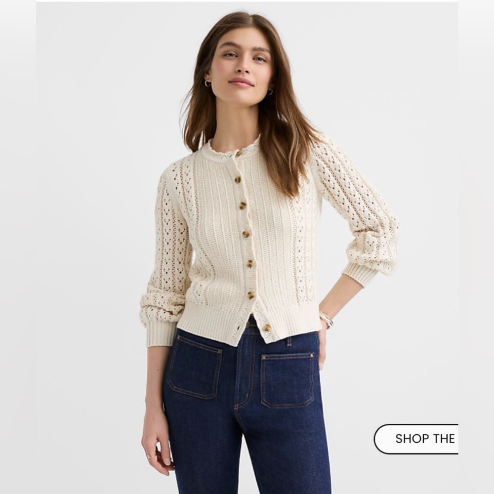 LOFT Scalloped Pointelle Cardigan